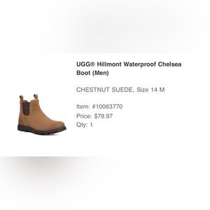UGG Hillmont Waterproof Chelsea Boot (Men) size 14